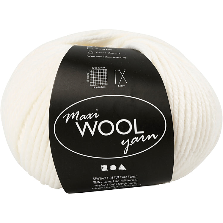 Creativ Company Wollgarn, L: 125 m, gebrochenes Weiß, 100 g, 1 Knäuel