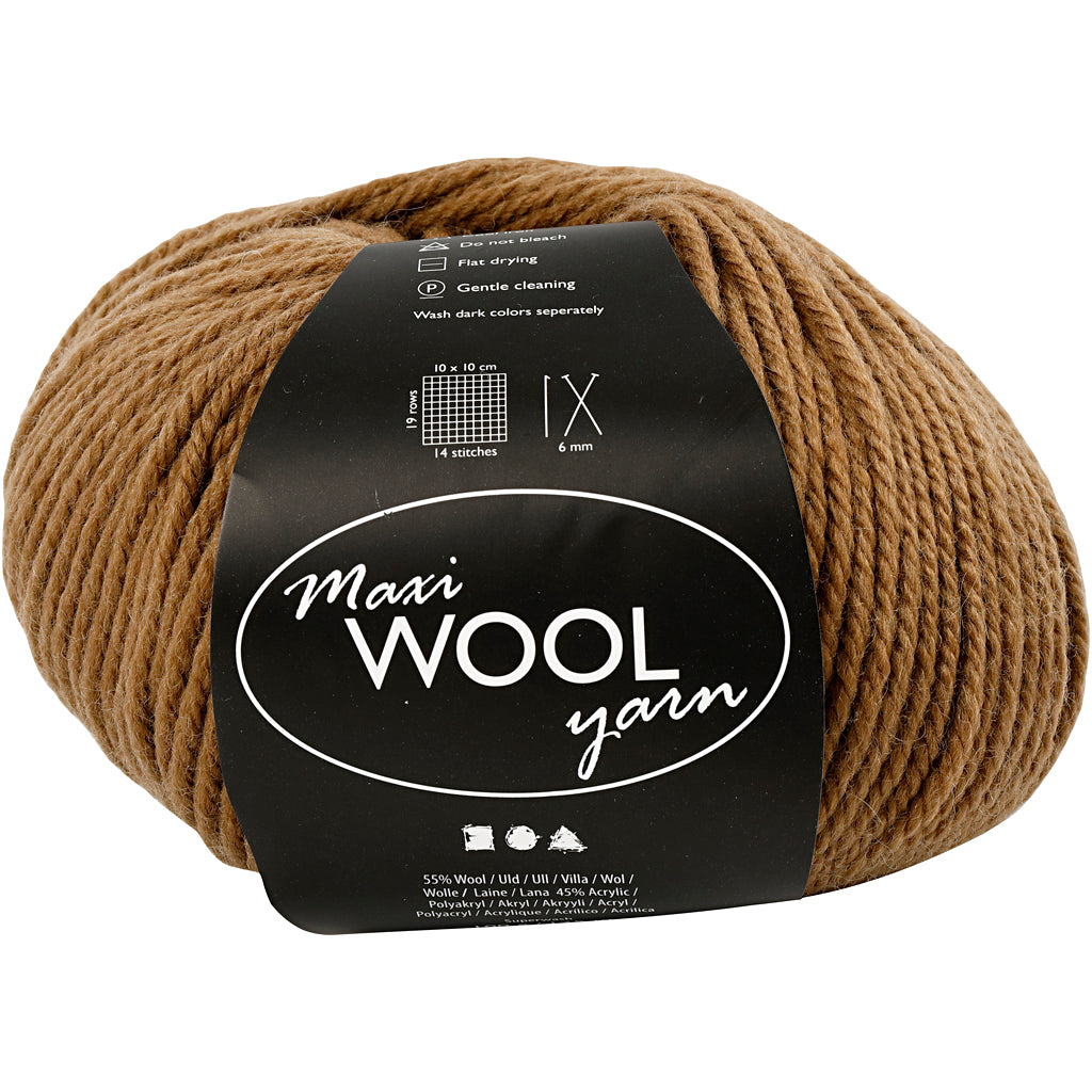 Creativ Company Wollgarn, L: 125 m, hellbraun, 100 g 1 Knäuel