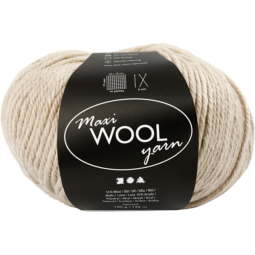 Creativ Company Wollgarn, L: 125 m, Sandfarbenmischung, 100 gr 1 Knäuel