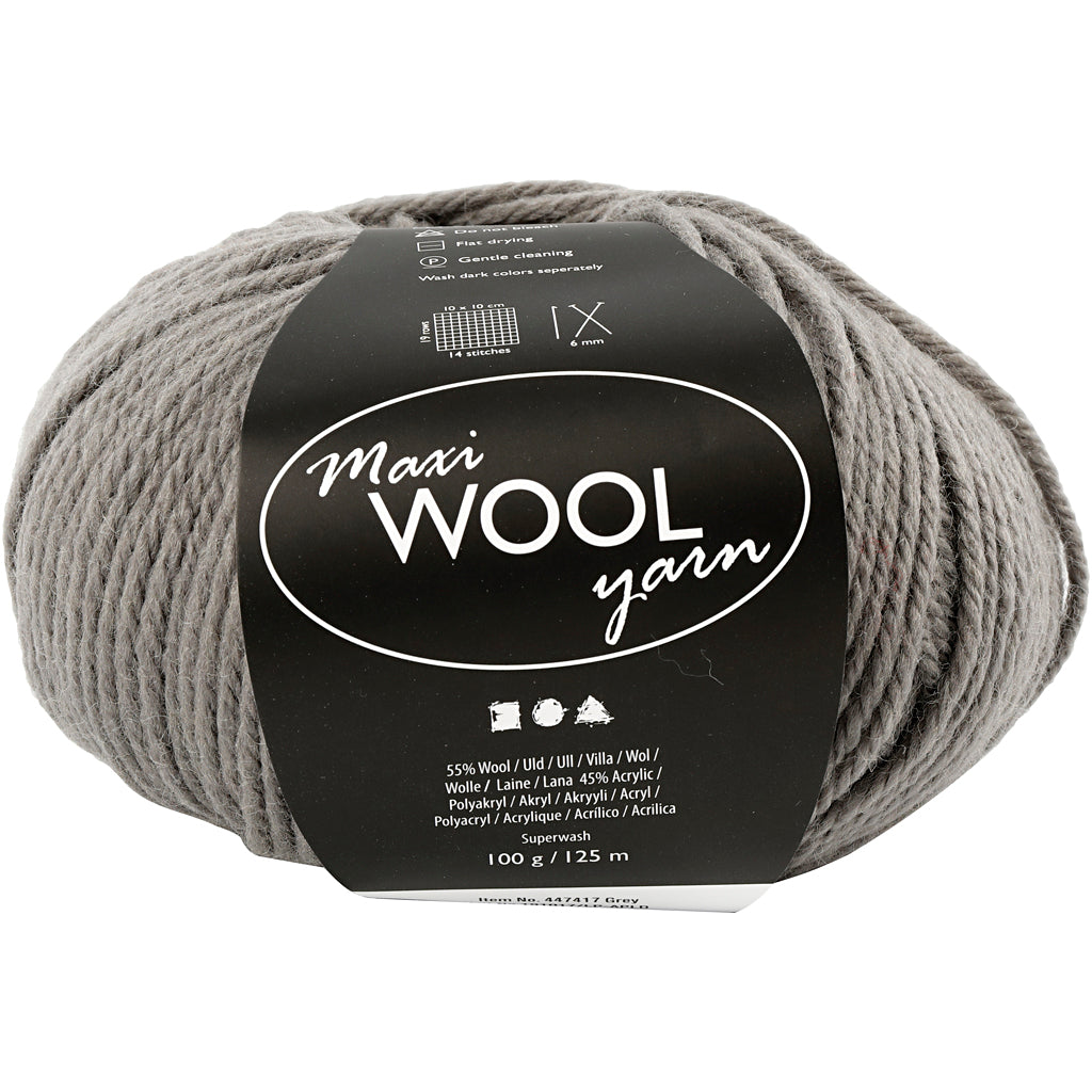 Creativ Company Wollgarn, L: 125 m, grau, 100 gr 1 Knäuel