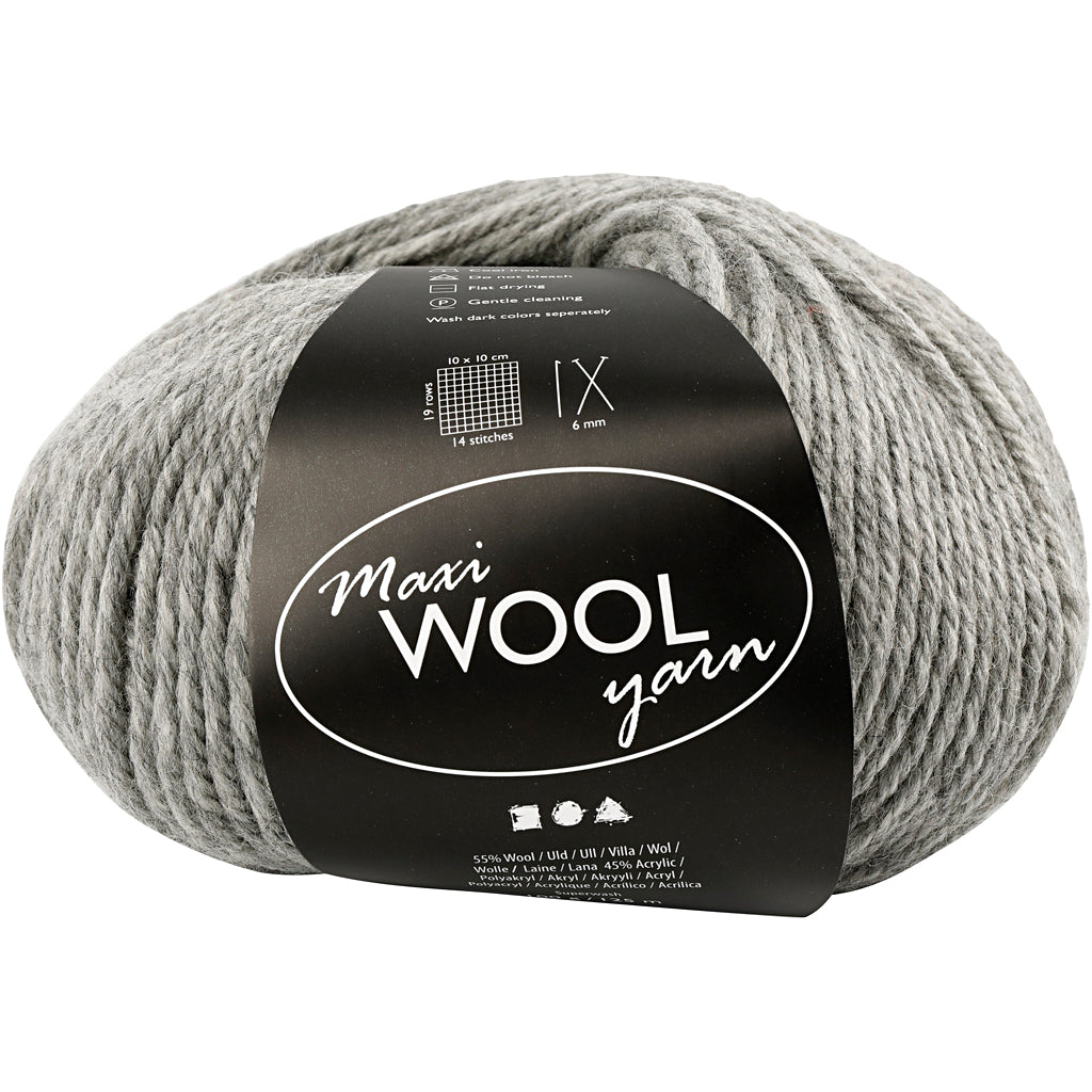 Creativ Company Wollgarn, L: 125 m, Graumischung, 100 gr 1 Knäuel