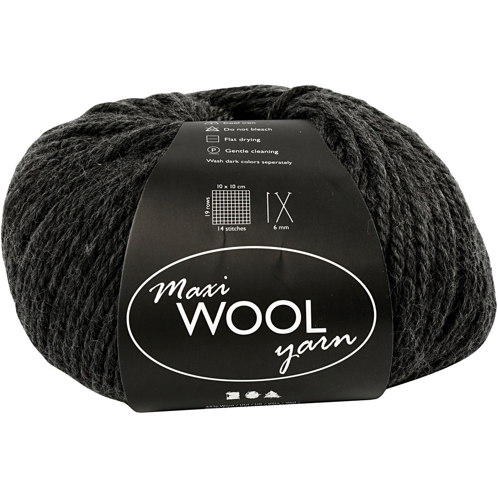 Creativ Company Wollgarn, L: 125 m, dunkelgraue Mischung, 100 g, 1 Knäuel