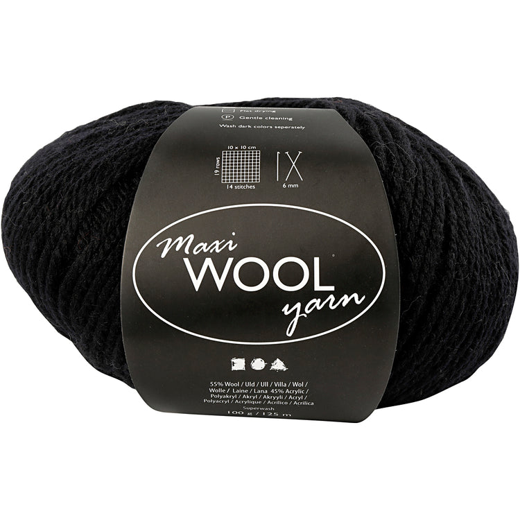 Creativ Company Wollgarn, L: 125 m, schwarz, 100 g 1 Knäuel