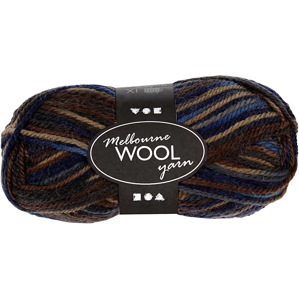 Creativ Company Melbourne Wollgarn, L: 92 m, braune Harmonie, 50 g 1 Knäuel