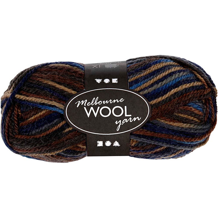 Creativ Company Melbourne Wollgarn, L: 92 m, braune Harmonie, 50 g 1 Knäuel