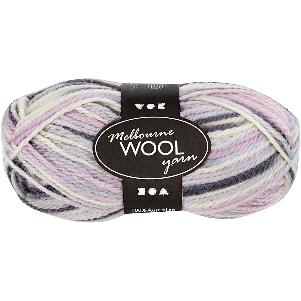 Creativ Company Melbourne Wollgarn, L: 92 m, pastellviolett, 50 g 1 Knäuel