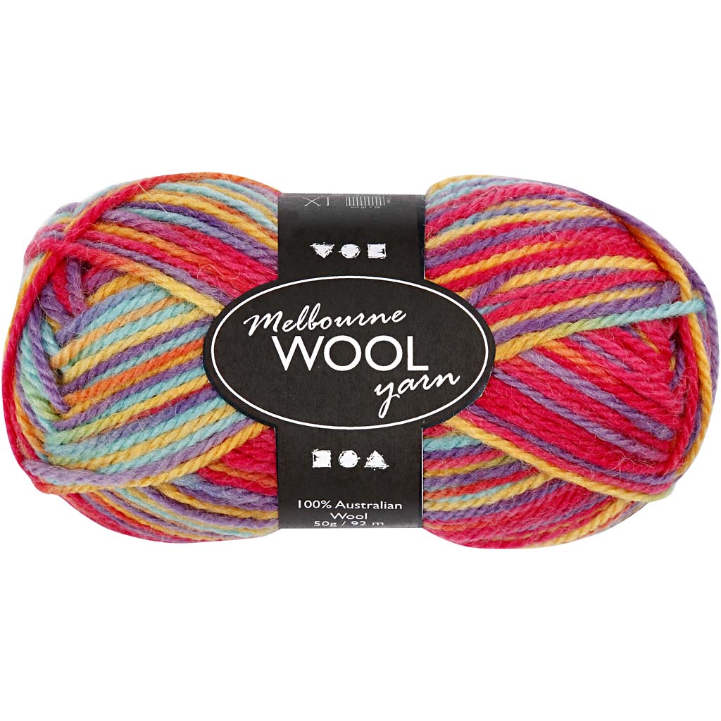 Creativ Company Melbourne Wollgarn, L: 92 m, mehrfarbig, 50 g 1 Knäuel