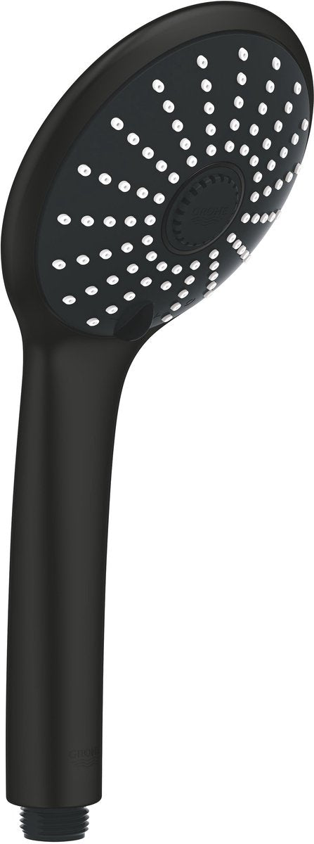 Grohe Vitalio Joy 110 Handbrause – runder Duschkopf von 110 mm – 3 Strahlarten – mattschwarz – einfache Montage: passend für alle gängigen Brauseschläuche