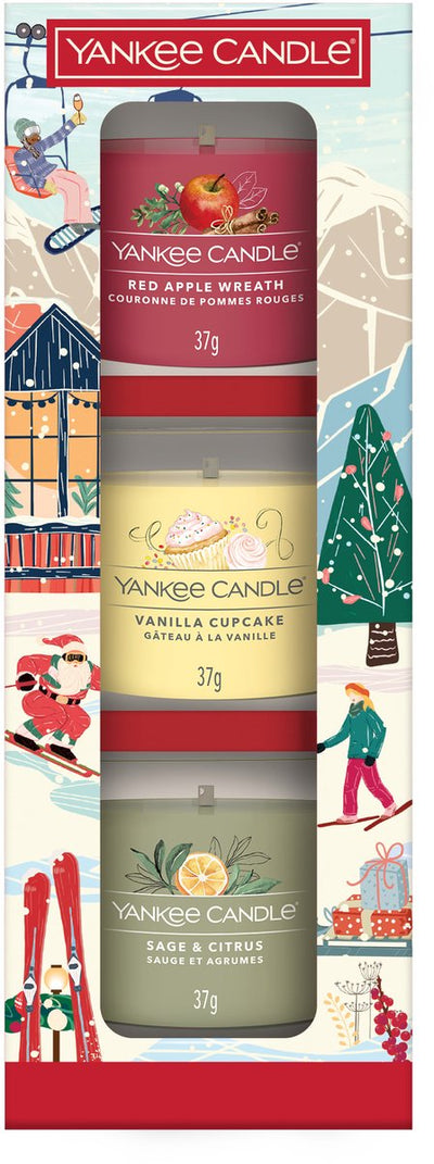 Yankee Candle – Après-Ski – 3 gefüllte Votivkerzen – Weihnachtsfeier – Geschenkset