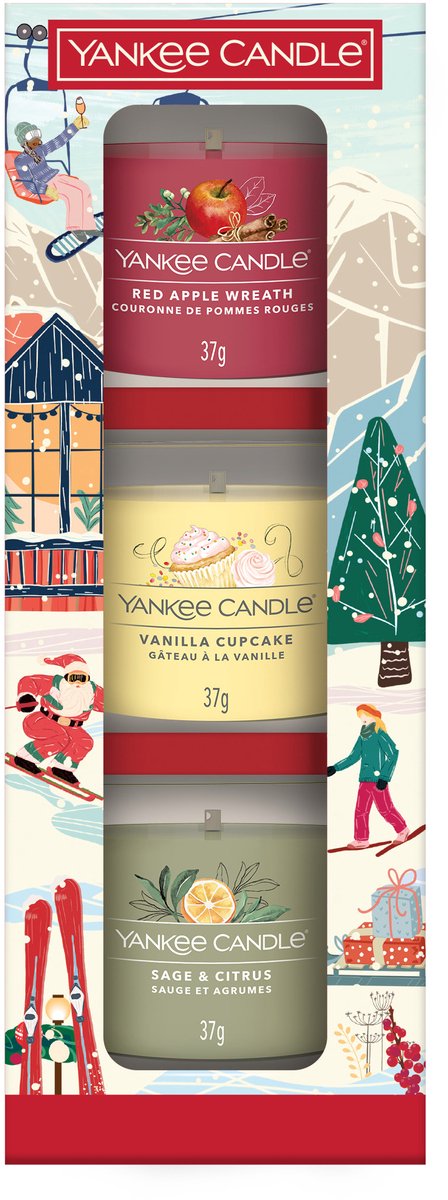 Yankee Candle – Après-Ski – 3 gefüllte Votivkerzen – Weihnachtsfeier – Geschenkset