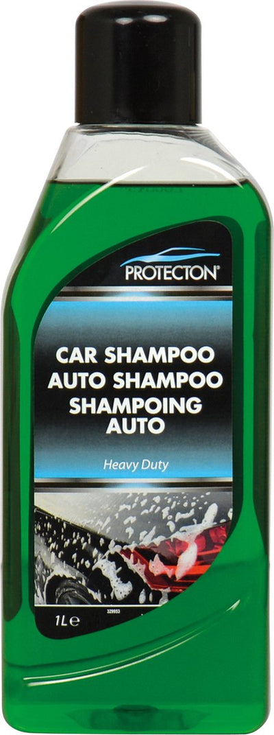 Protecton Autoshampoo Heavy Duty – reinigt kraftvoll, schnell und sicher – entfernt Schmutz, Fettablagerungen streifenfrei – für alle Lackarten – stellt den Glanz wieder her – hinterlässt eine schützende Wachsschicht – 1 Liter