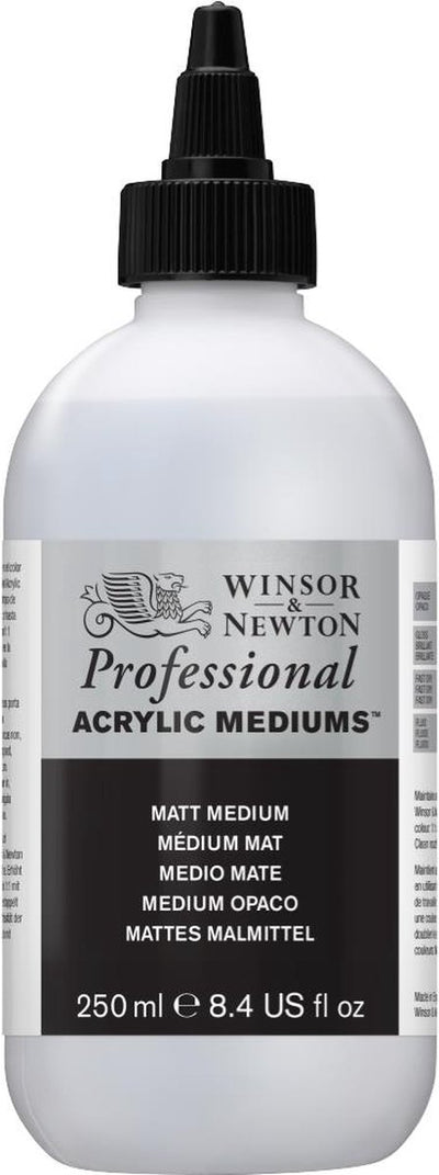Winsor Newton 3040936 professionelles Acryl-Mattmedium 250 ml – Acrylmedium für mattes Finish, verbesserter Verlauf