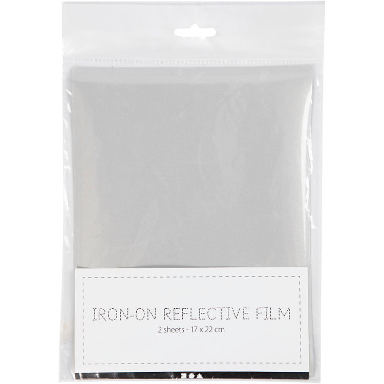 Creativ Company Reflektorfolie zum Aufbügeln, Größe 17x22 cm, 2 Bögen 1 Karton