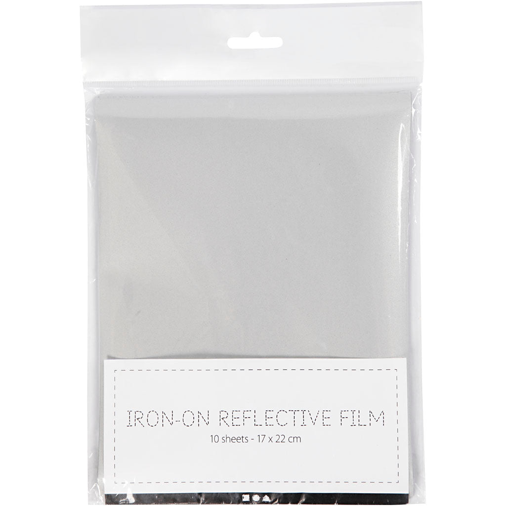 Creativ Company Reflektorfolie zum Aufbügeln, Größe 17x22 cm, 10 Blatt 1 Karton