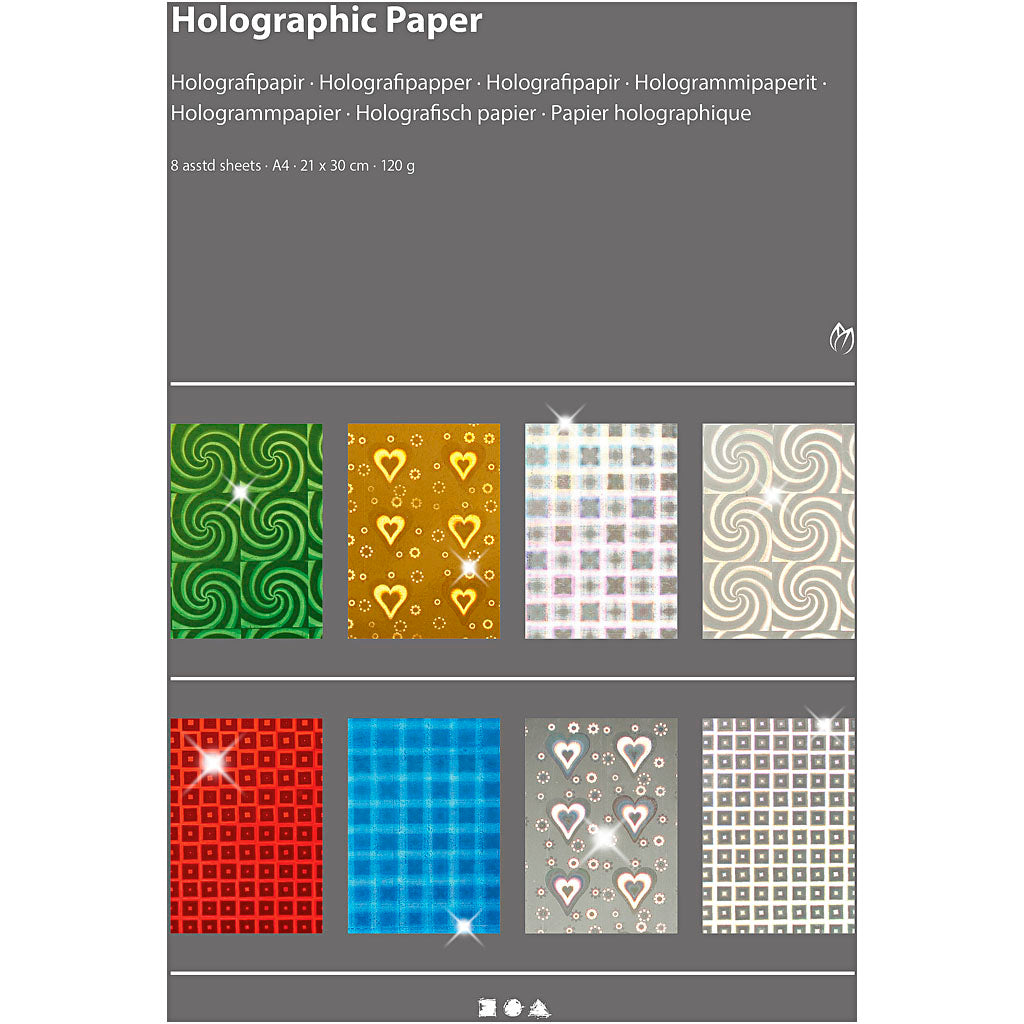 Kreativfirma Holographic Paper, A4, SEL 210 x 297 mm, 120 g, 8 Div -Blätter 1 Box