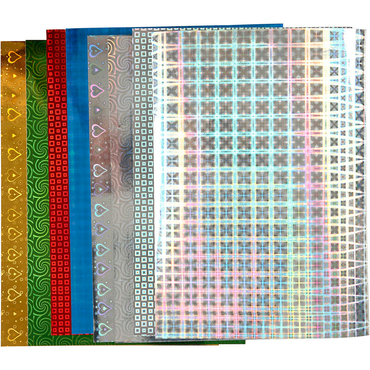 Kreativfirma Holographic Paper, A4, SEL 210 x 297 mm, 120 g, 8 Div -Blätter 1 Box