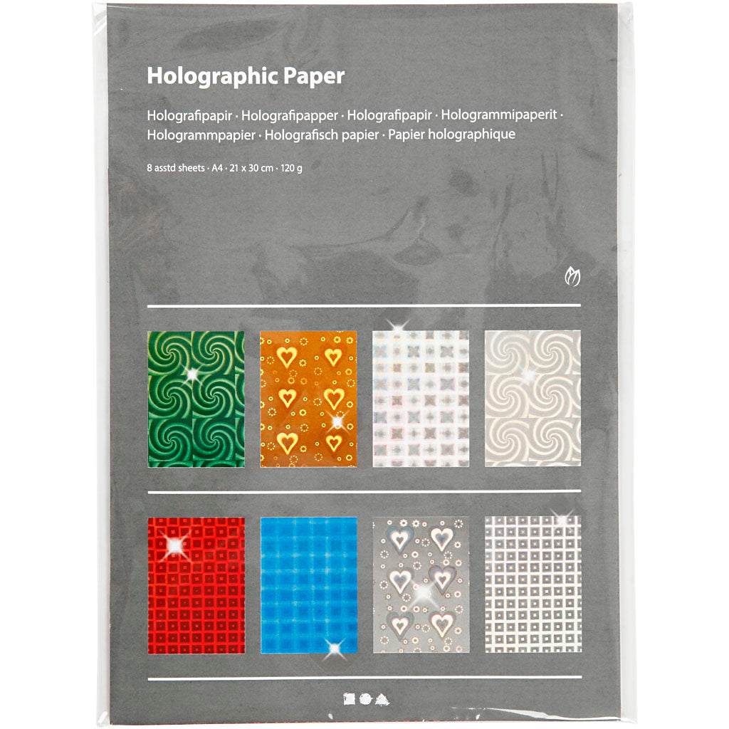 Kreativfirma Holographic Paper, A4, VEL 210x297 mm, 120 g, 80 Div -Blätter 1 Box