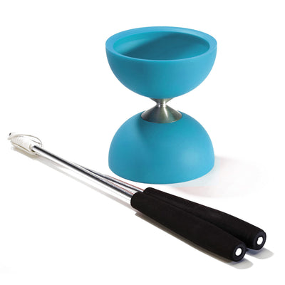 Eureka Gummi -Diabolo mit Aluminiumstäbchen - hellblau