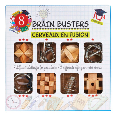 Gehirn-Puzzle-Set Holz und Metall, 8teilig