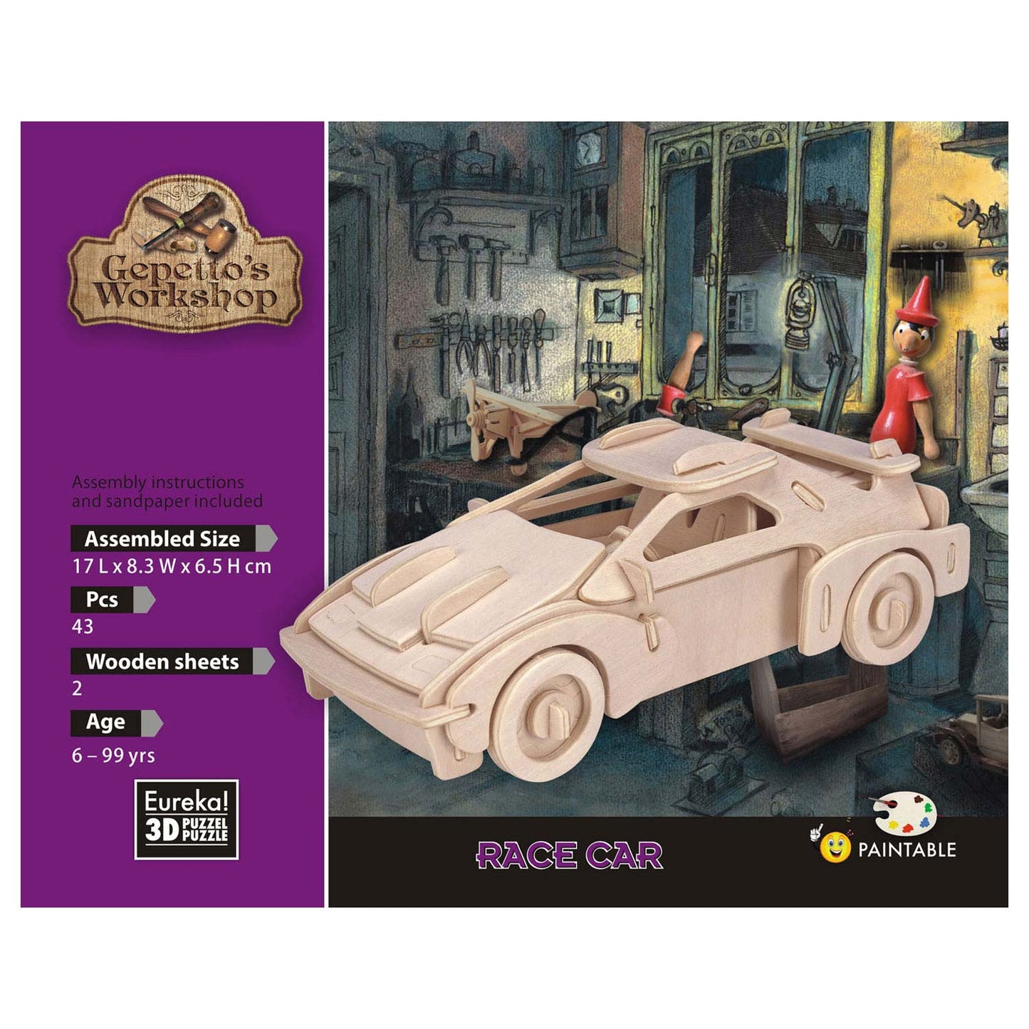Gepettos Workshop -Holzbau Paket 3D - Rennwagen