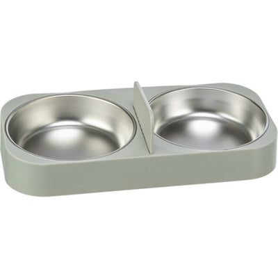 Trixie Food Bowl Trinkbehälter Doppel für #24347 Plastik Edelstahl weiß
