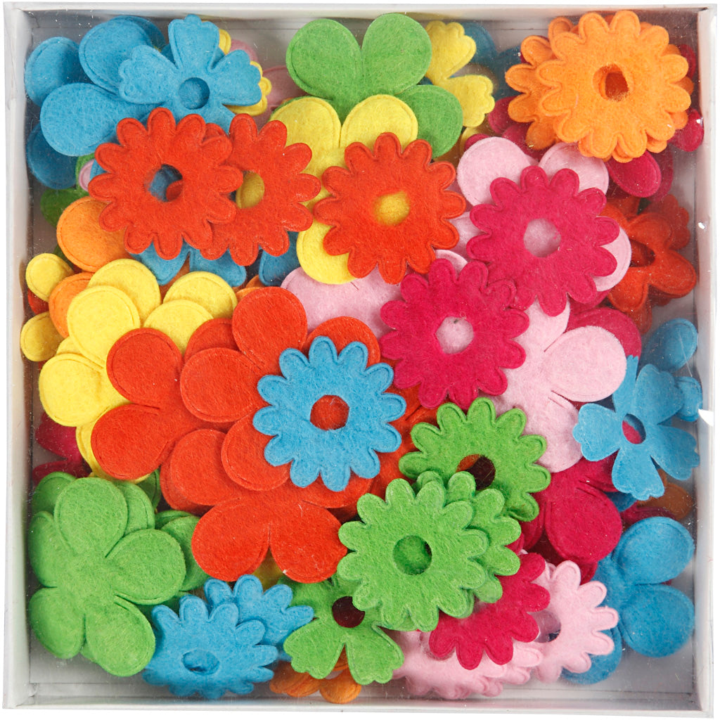 Creativ Company Filzblumen, Größe 35x45 mm, Stärke 1,2 mm, 135 Stück 1 Karton