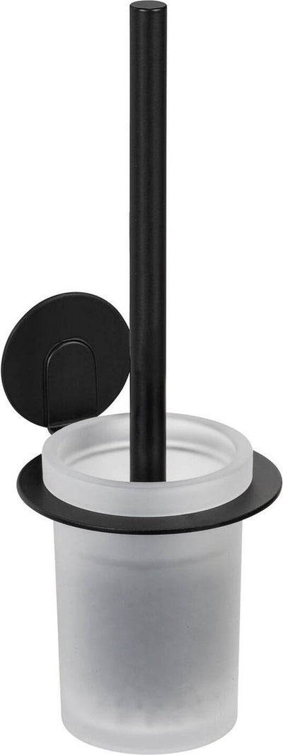 Wenko turbo-loc toilet brush holder bivio matt black aluminum - toilet brush with holder - toilet brush with holder - self-adhesive - without drilling
