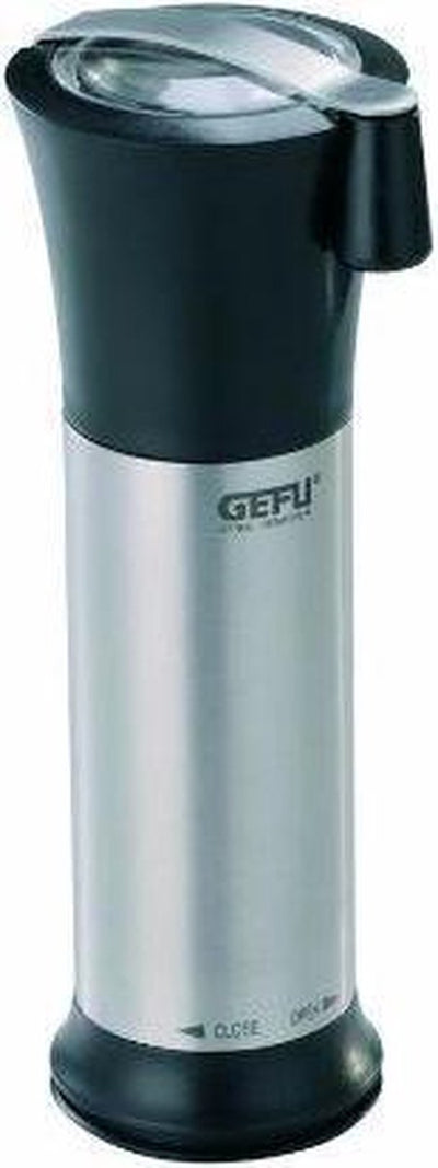 Gefu Muskatnussmühle Moscata 11 cm – Edelstahl-Acryl – mit Aufbewahrungsfach für Muskatnuss
