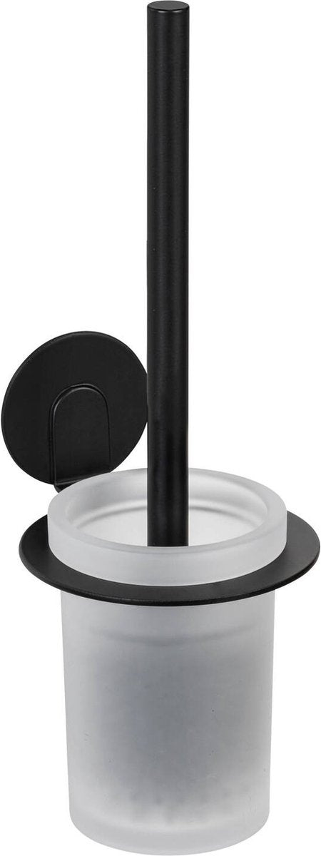 Wenko turbo-loc toilet brush holder bivio matt black aluminum - toilet brush with holder - toilet brush with holder - self-adhesive - without drilling