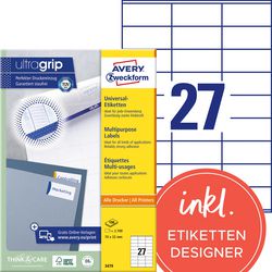 Multifunktionsetiketten Avery Quickpeel 2700 Stück weiß