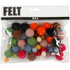 Creativ Company Wollperlen, D 10+20 mm, verschiedene Farben, 52 Stück, 1 Box