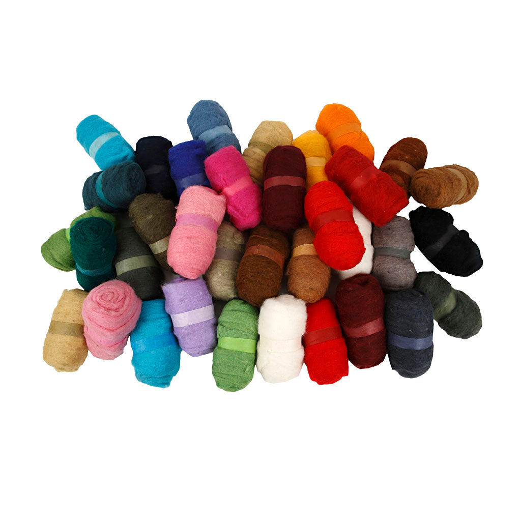 Creativ Company kardierte Wolle, verschiedene Farben, 35x100 gr 1 Box