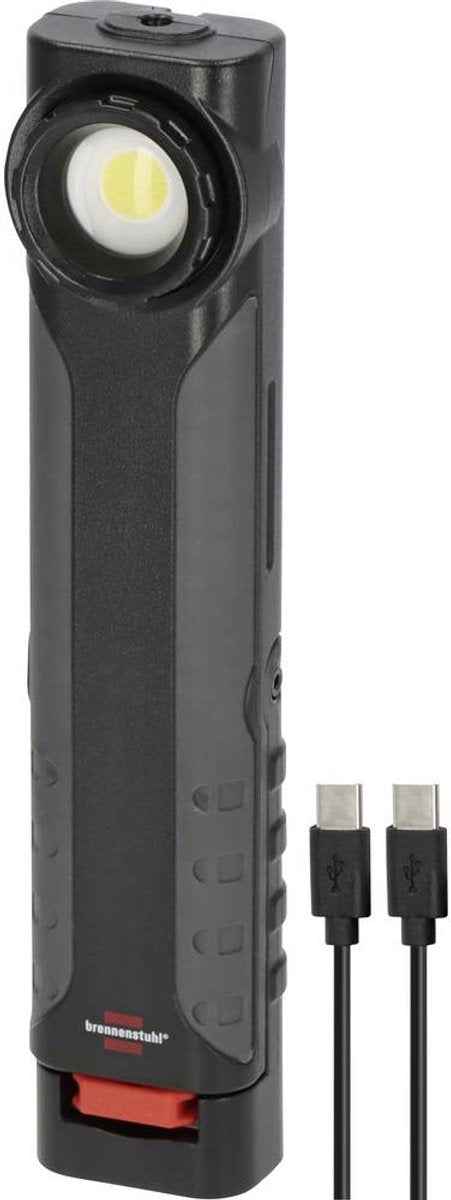 Brennerstuhl Akku-LED-Taschenlampe HL 600 AD mit Dynamo-Schnelllademöglichkeit (600+180lm, IP54, Ik08, Akku-Arbeitsleuchte mit integriertem Haken und Magneten, inklusive USB-C-Ladekabel, bis zu 15 Stunden Leuchtdauer)