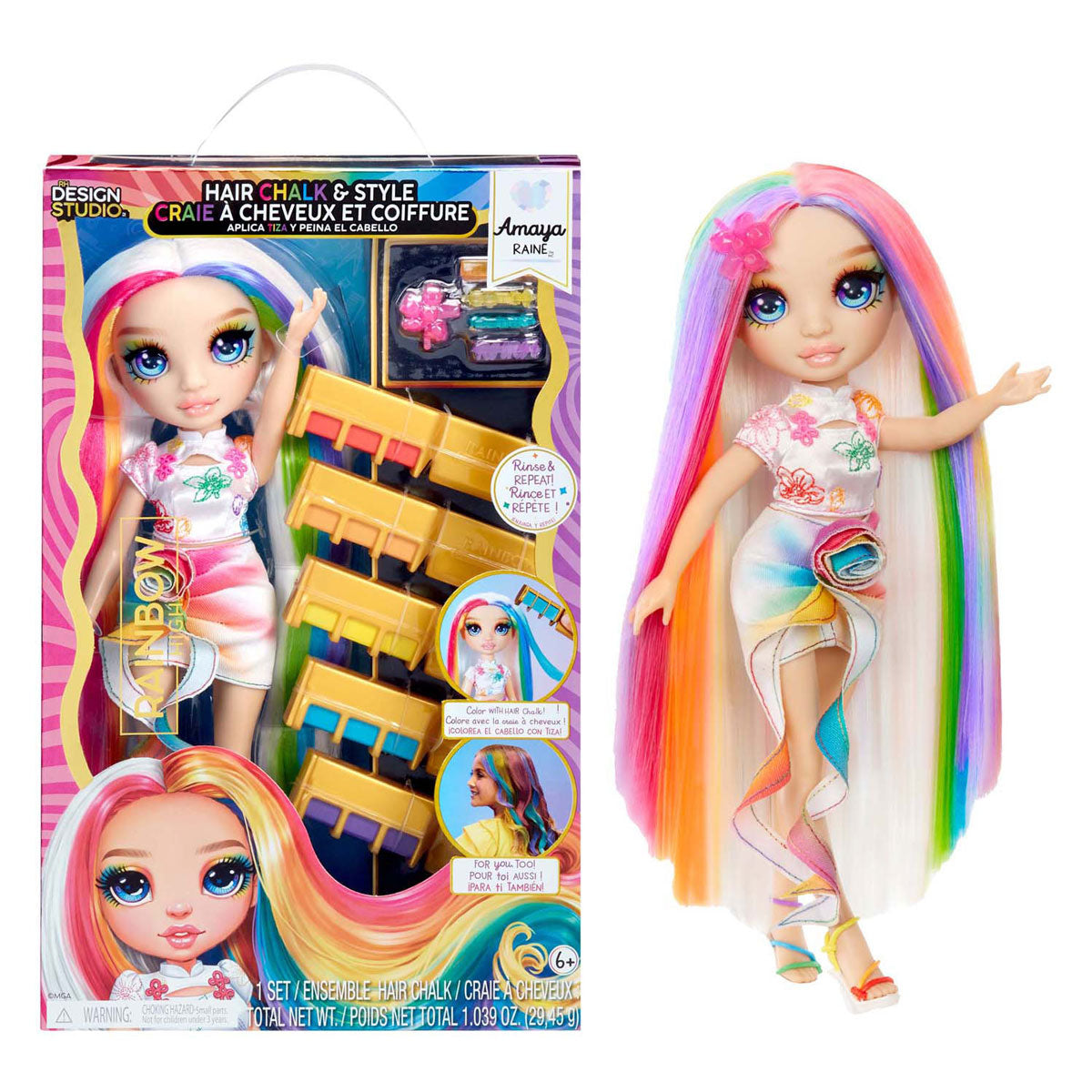 MGA Entertainment Rainbow High Fashion Puppe mit Haarkreide - Amaya Regenboog