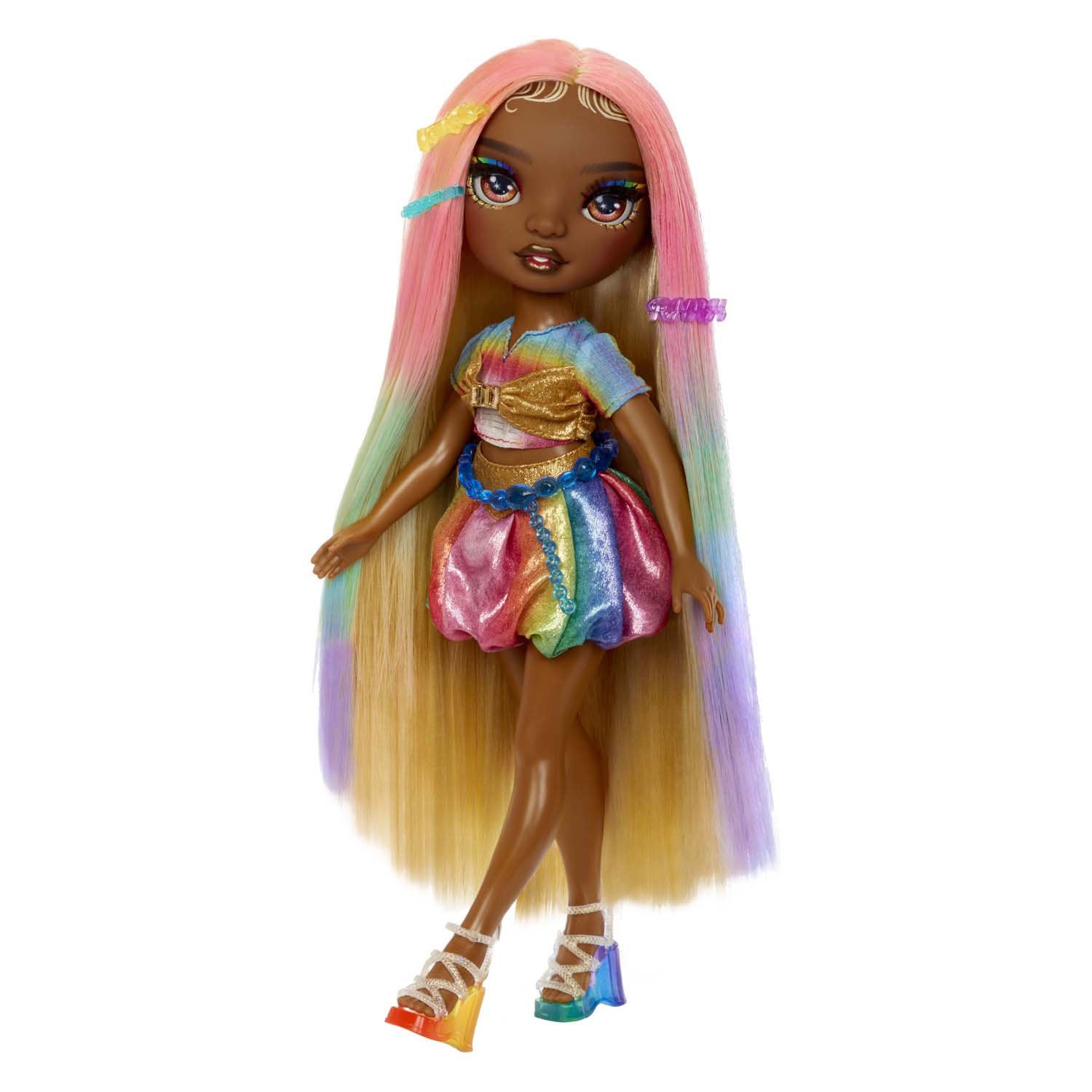 MGA Entertainment Rainbow High Fashion Puppe mit Haarkreide - Meline Gold
