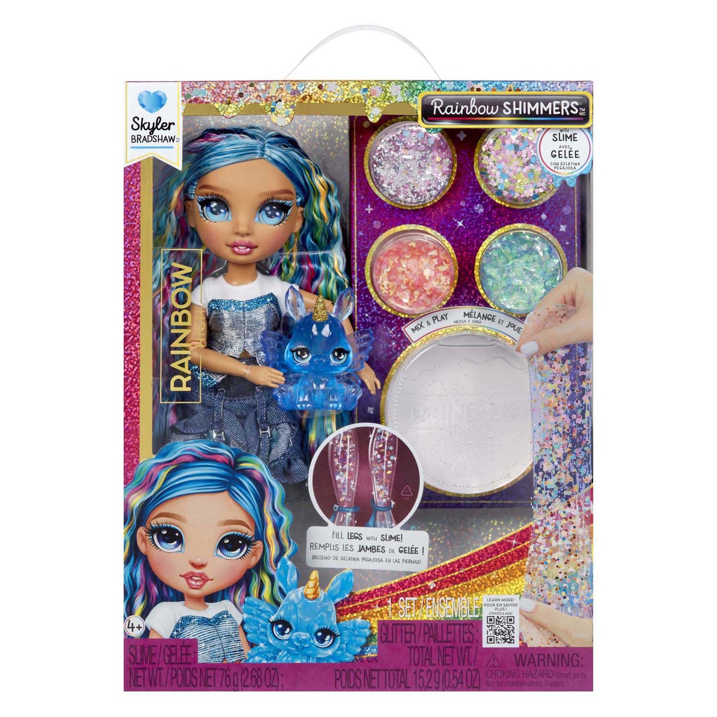 Mga Entertainment Rainbow High Rainbow schimmert mit Schleim, Modepuppe Skyler (blau)