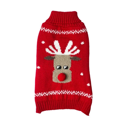 Happy Cap Dog Pullover Rentier mit roter Nase