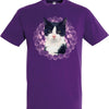 T-Shirt Cat Schwarz und Weiß lila