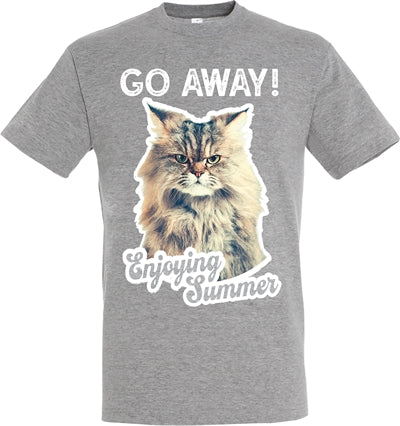 T-Shirt gehen weg Katze grau