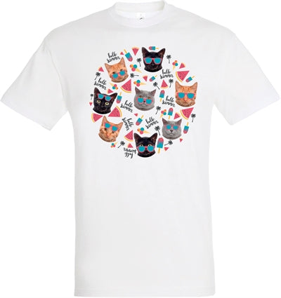 T-Shirt Hallo Sommerkatzen weiß