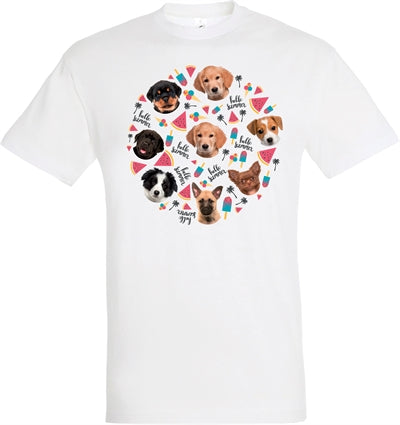 T-Shirt Hallo Sommer Welpen weiß