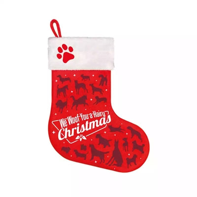 Viele Geschenke Weihnachtsstrumpf Wof haarig Weihnachten rot
