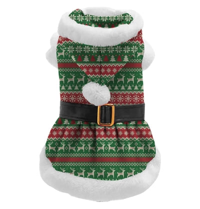 Viele Geschenke Weihnachtshundekleid gestreift rotgrün