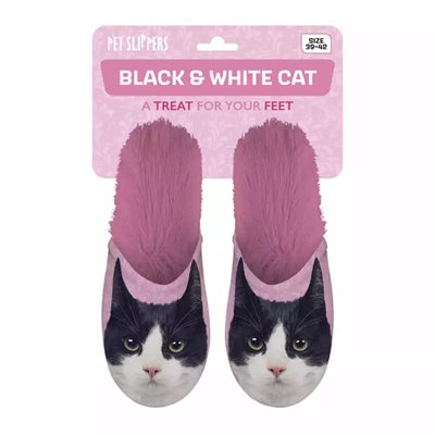 Slippel Schwarz -Weiß -Katze rosa