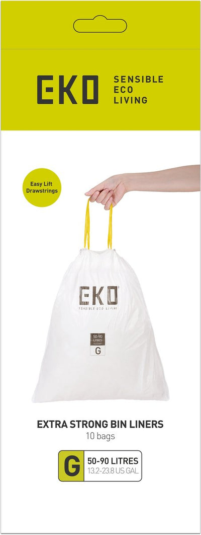 Eko - Abfallbeutel Typ G 50-90 Liter - 6 Rolle x 10 Beutel - Weiß
