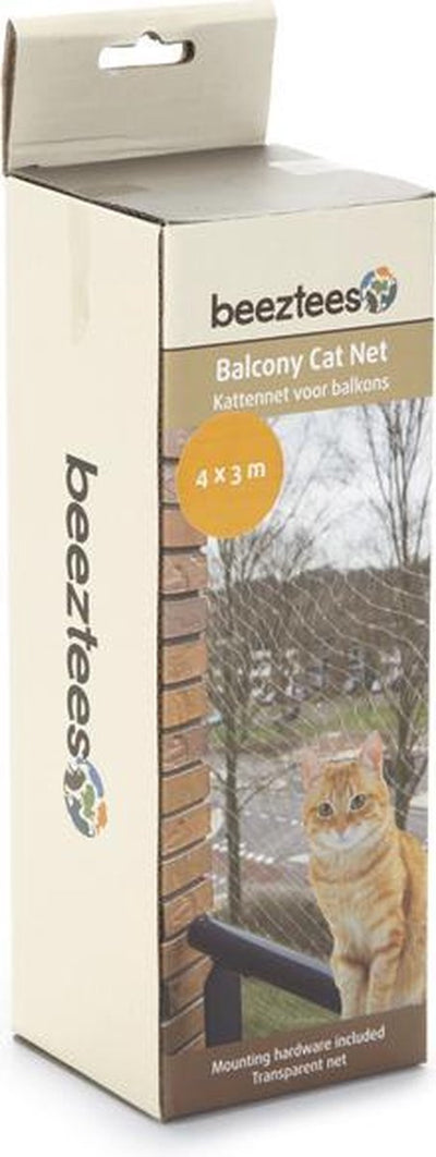 Beeztees Katzennetz – Katzennetz für Balkon – einfach anzubringen – transparent – 4 x 3 m