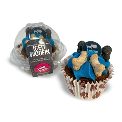 Die bellende Bäckerei die backende Bäckerei Carob Woofin mit blauer Glasur