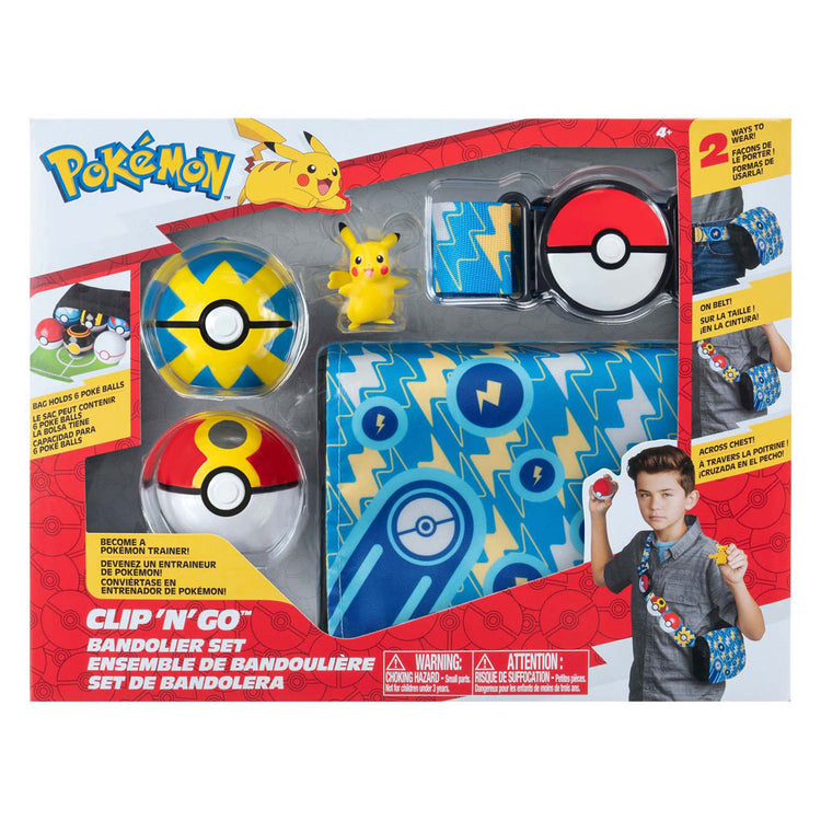 Jazwares Pokémon-Bandolier-Set, Schnellball, Wiederholungsball und Pikachu-Gürteltasche