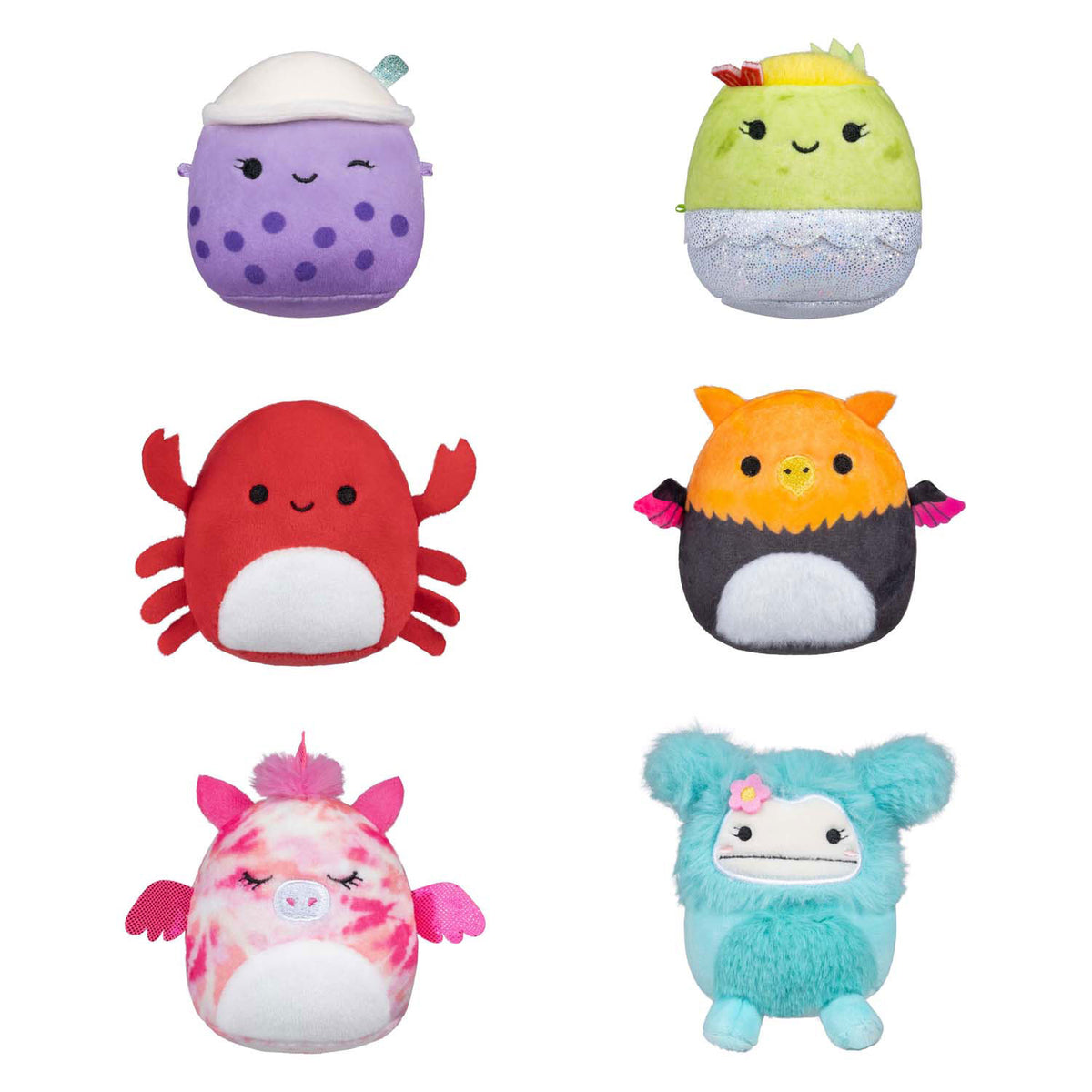 Squishmallows kuschelige Plüsch-Mikromallows – Myrnam Henley, Carlos, Anjara, Joelle, Poplina, 6er-Pack