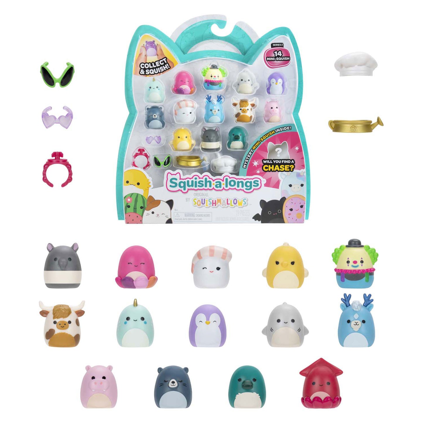Squishmallows - Squish-A-Longs-Spielfiguren, 14-tlg.